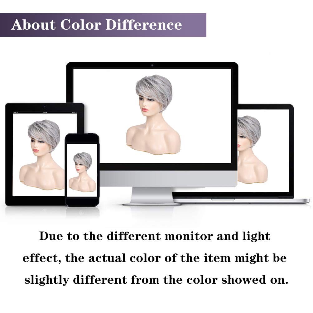 Short Grey Wigs with Bangs Silver Grey Layered Wigs for White Women