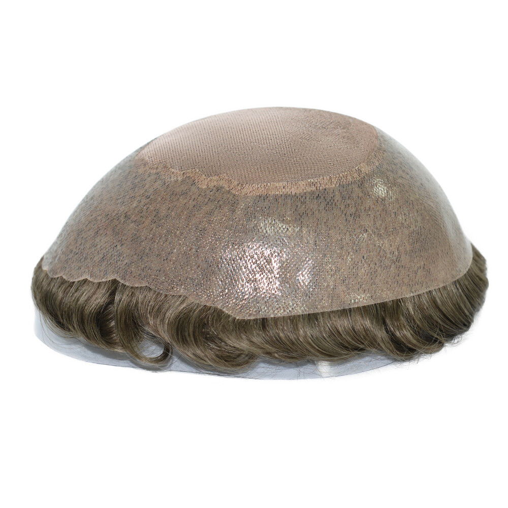 Mens Toupee Hair Replacement System Fine Mono Poly Gauze Human Hair Pieces Ares