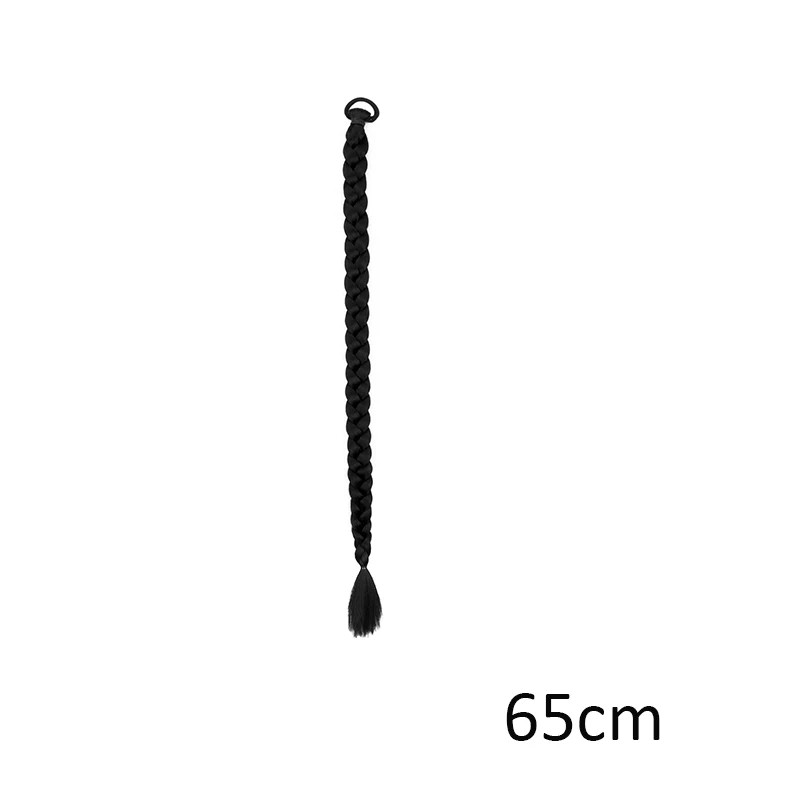 Long Synthetic Straight Braided Hair Extension Elastic Band Clip-in Hairpiece