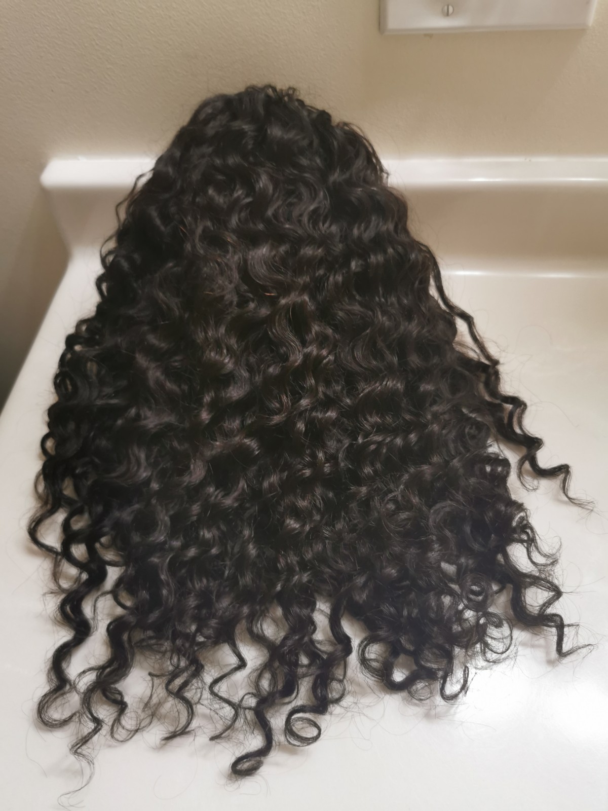 Quality Natural Black Burmese Curly Human Hair Headband Wig 16″