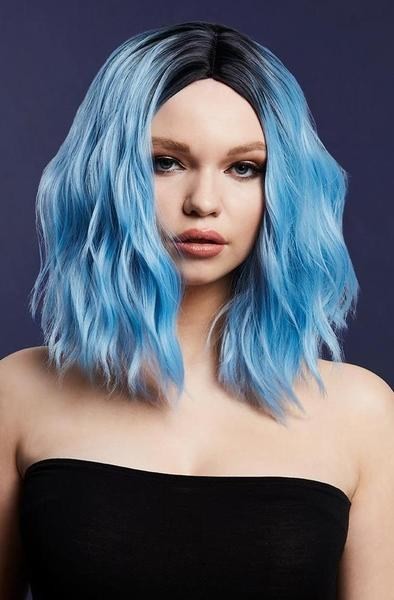 Fever Cara Wig baby blue black ombre woman soft wave daily dance stage actress