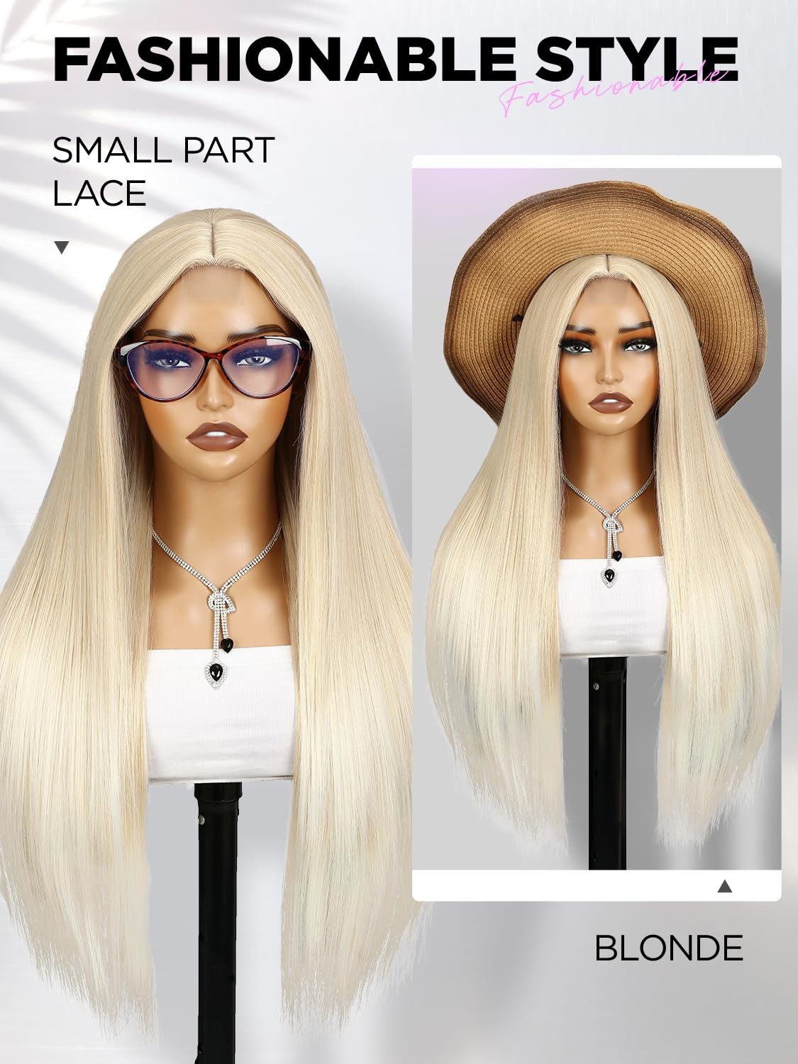 WIGRE 26 Inches Long Straight Wig Middle Part Blonde Wigs for Women Daily Use…