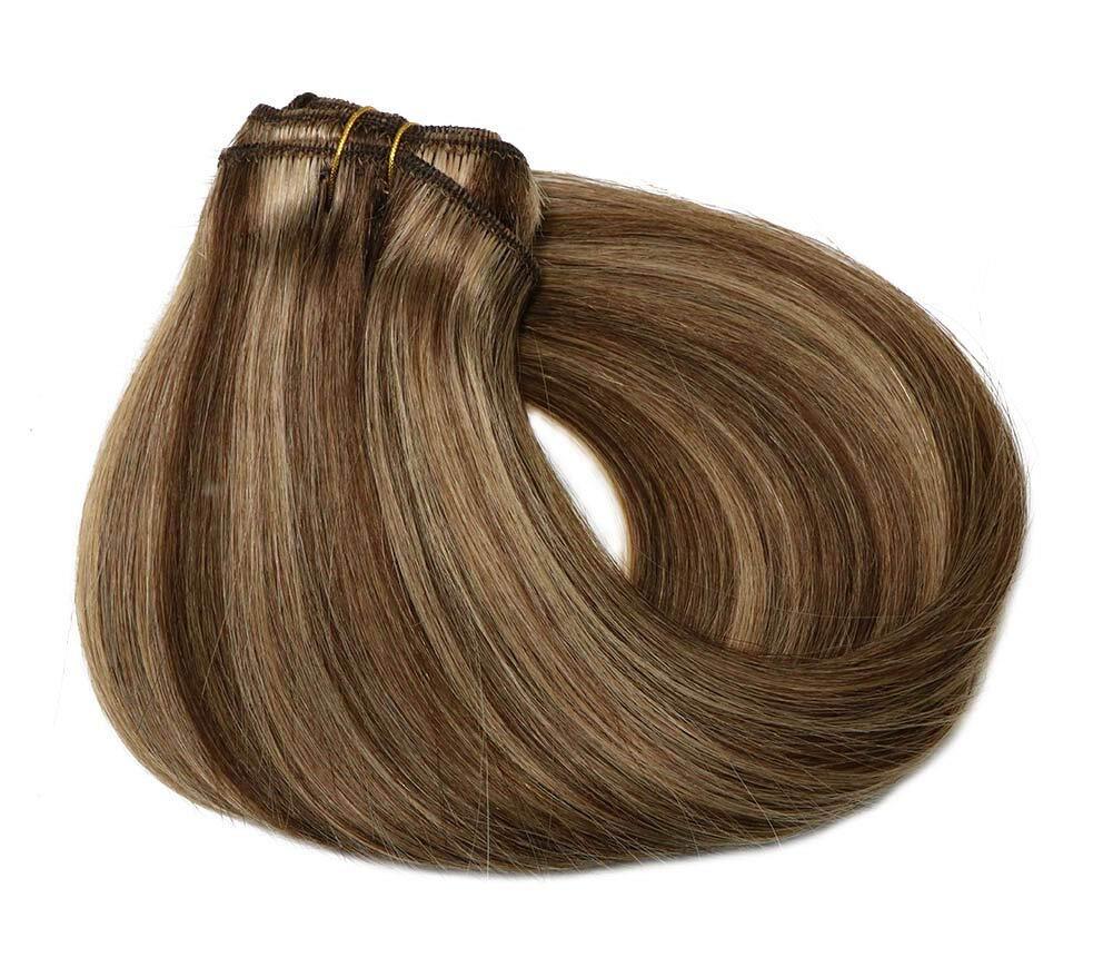 Double Weft Human Hair Extensions 100% Remy Russian Sew In Hair Full Head 100g