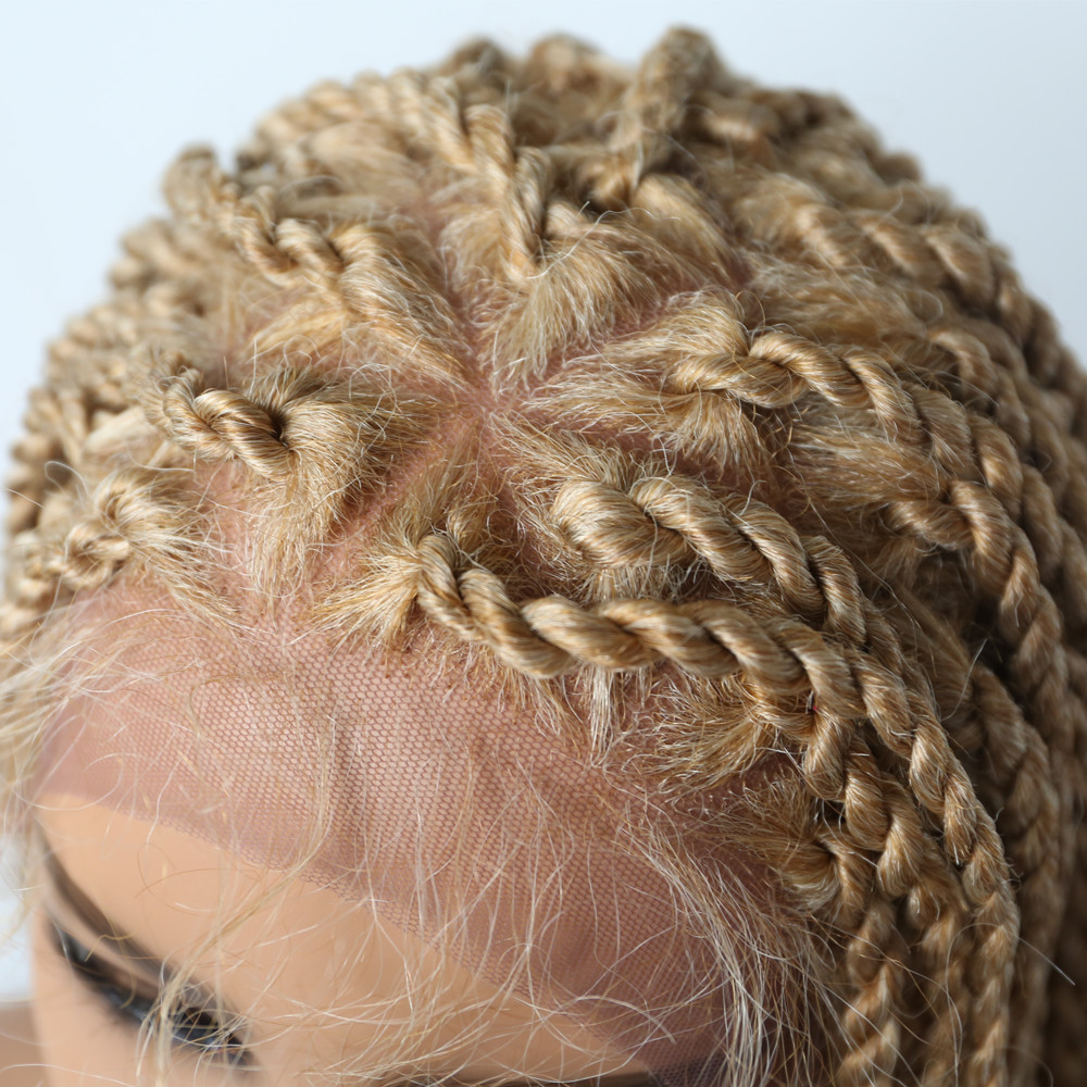 Twist Braids Women Wigs Swiss Lace Front Hand Braided Wig Lightweight Long Hair