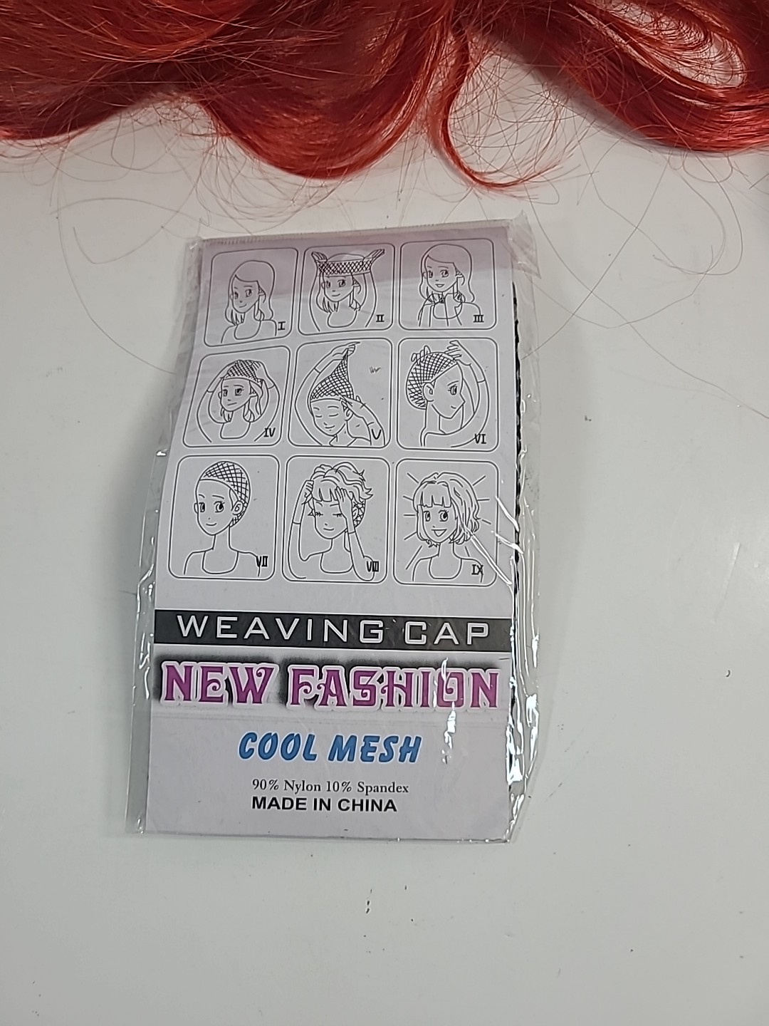 New Fashion Weaving Cap Cool Mesh Style JY37037 Nylon Mesh Black And Red Wig