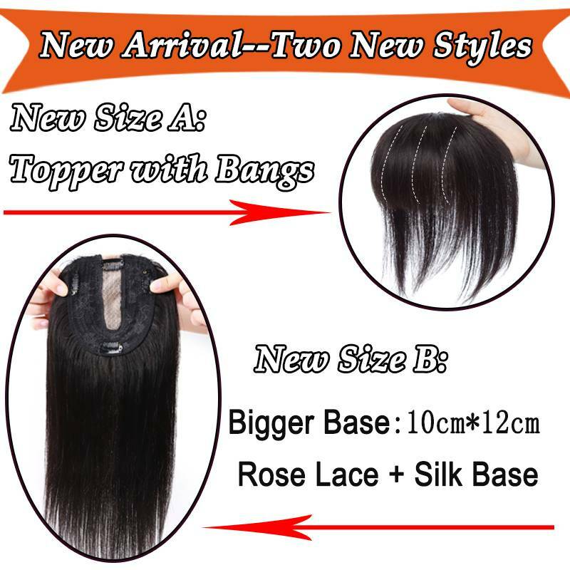 CLEARANCE Clip In Remy Human Hair Topper With Bangs For Women Top Piece Toupee