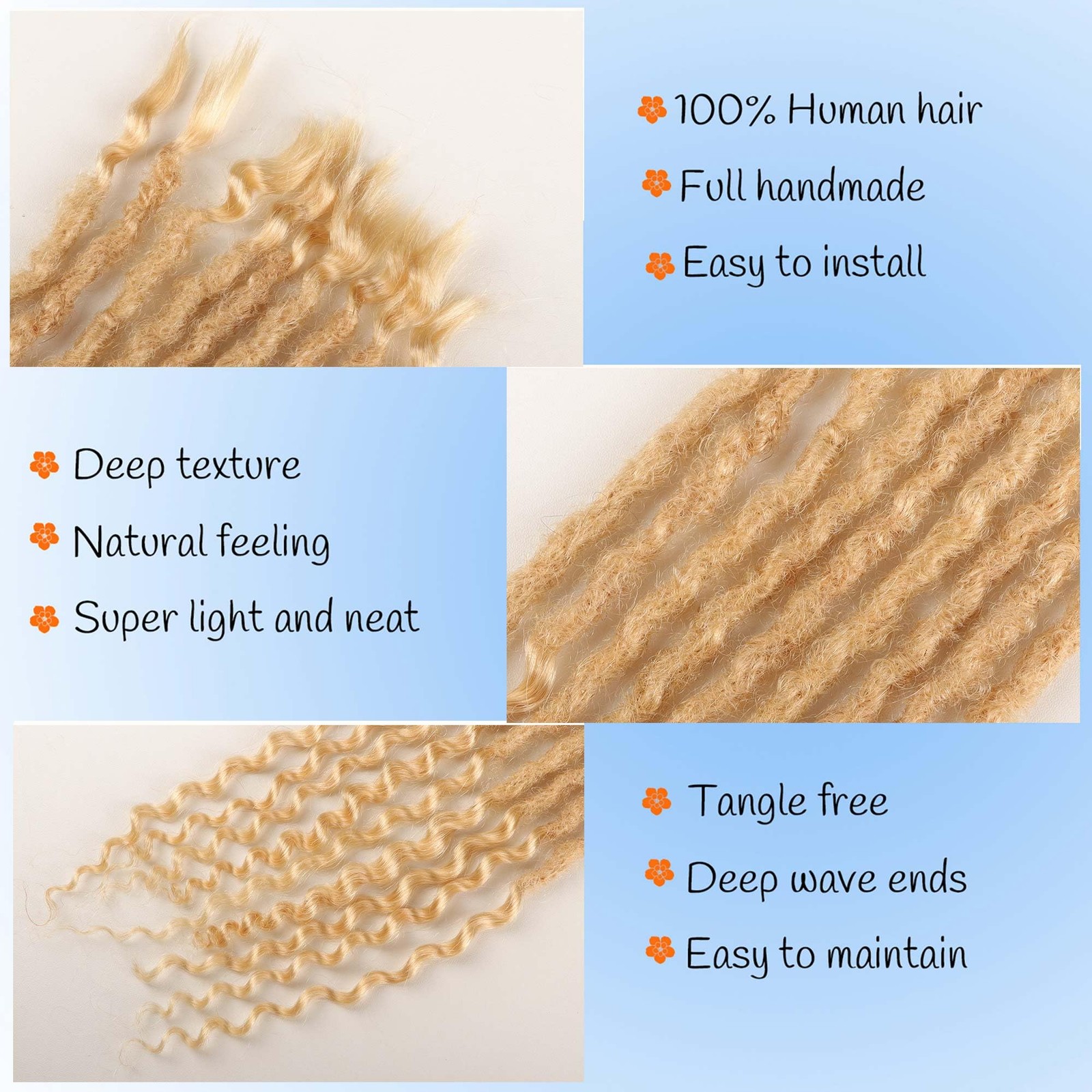 Orientfashion Curly End Human Hair Dreadlocks Extensions Goddess Locs Human