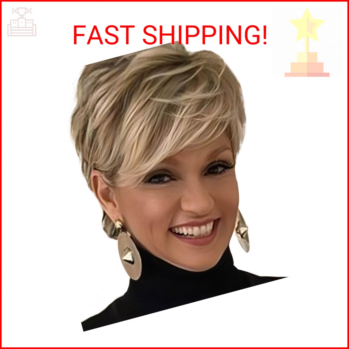 QUEENTAS Pixie Layered Short Blonde Wigs for White Women Black Women Synthetic H