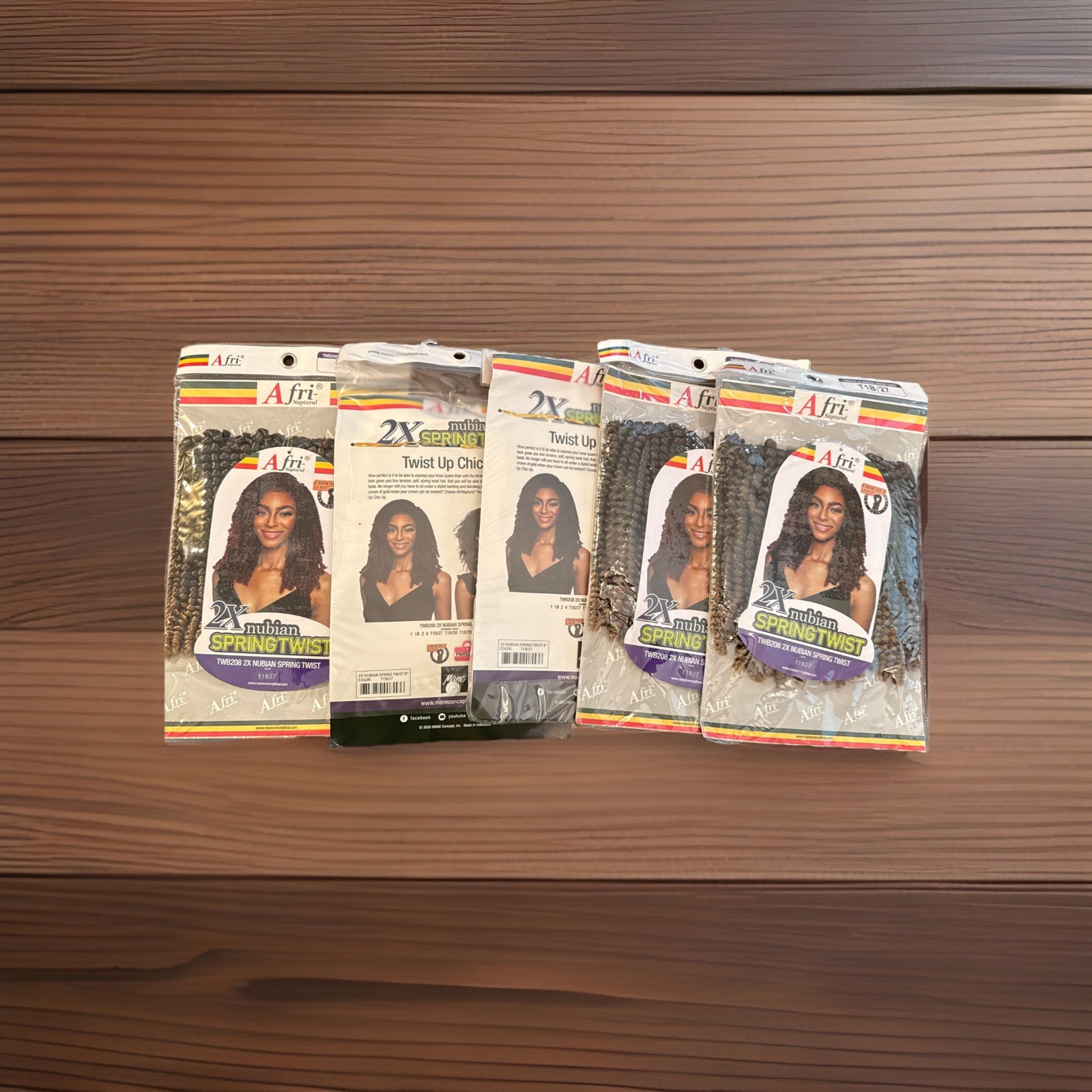 African Naptural Nubian Spring Twist Crochet Loop T1B27 Hair. 5-packs. New