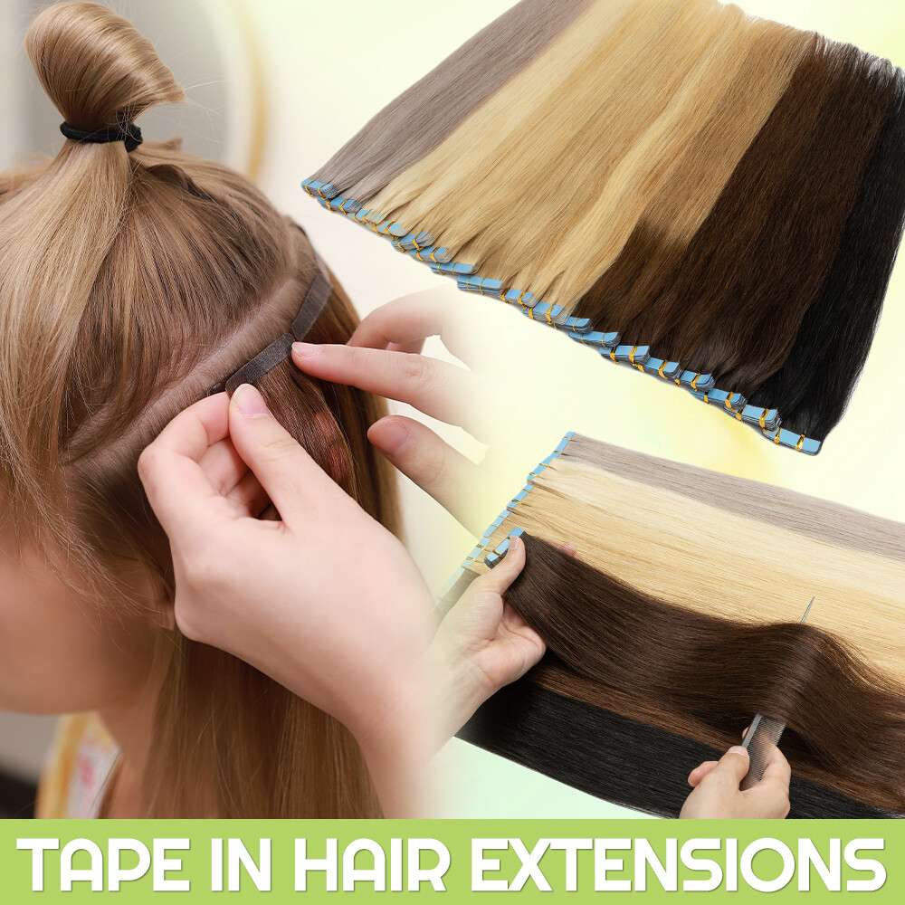 100% Real Remy Hair Tape In Russian Human Hair Extensions Skin Weft Ombre Brown