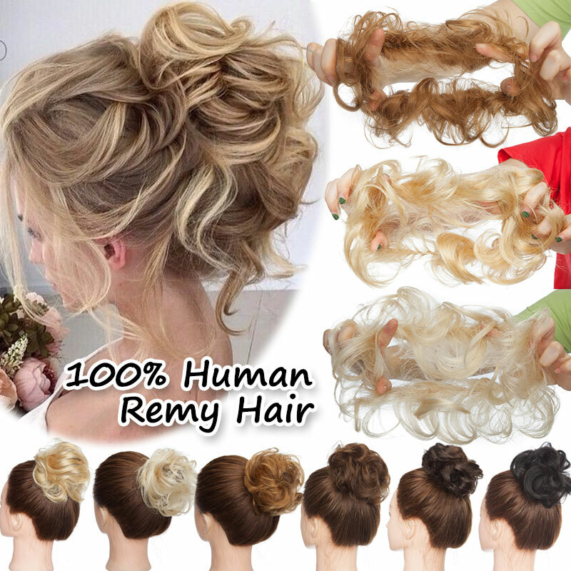 Large Thick Curly Chignon Messy Bun Hair Piece Clip In Remy Human Hair Extension