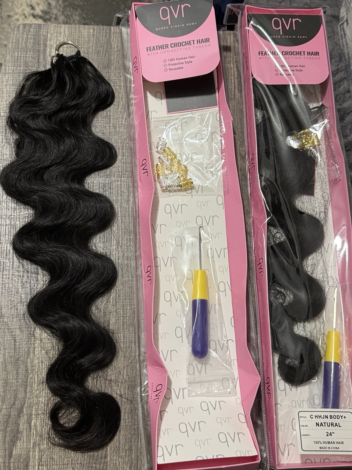 2 pack Body Wave Feather Crochet Human Hair 24 inch