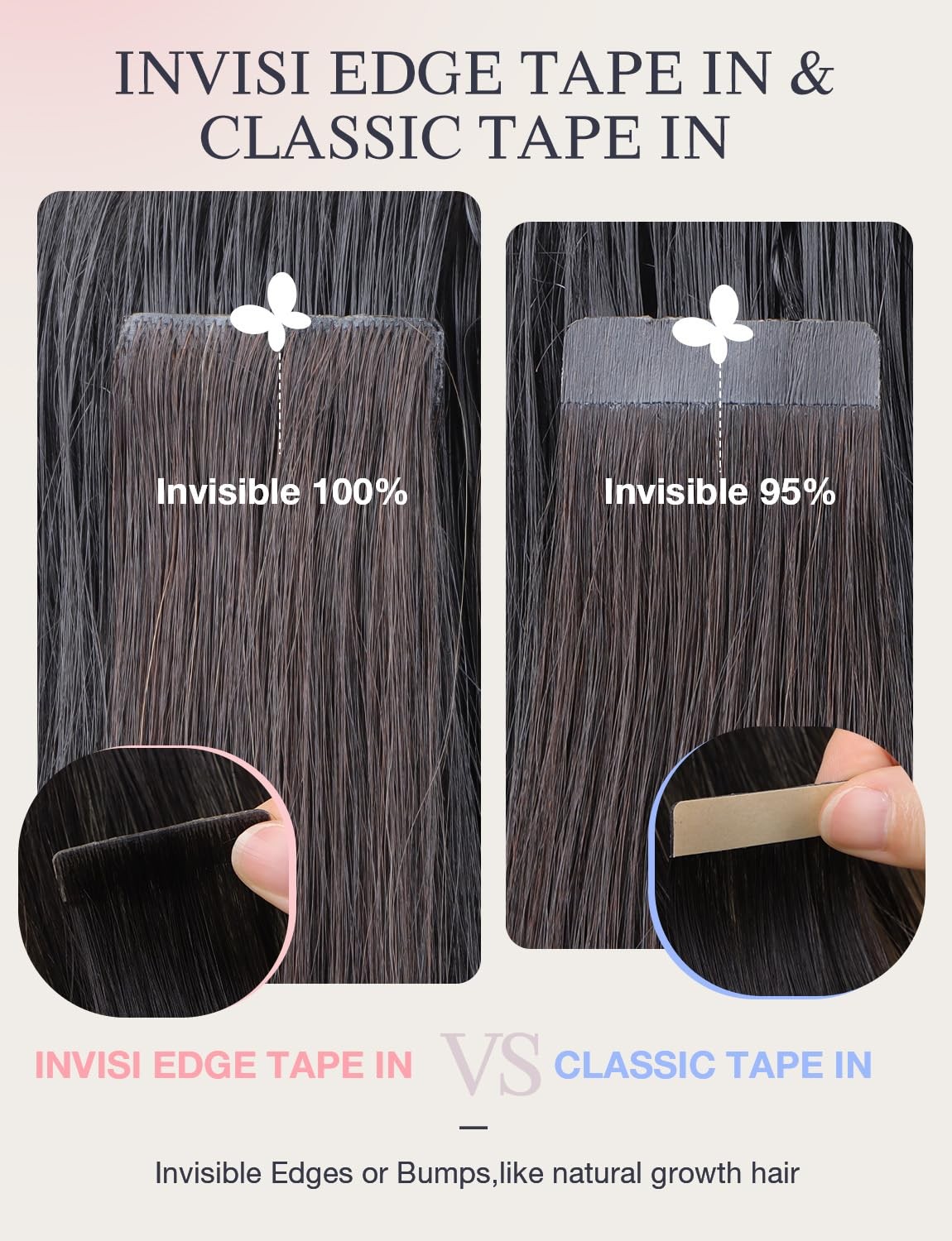 Doores Invisi Edge Tape In Hair Extensions Human Hair Chocolate Brown To