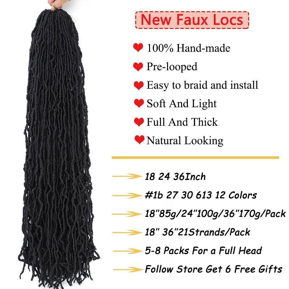 18 24 36Inch 6Packs Soft Locs Crochet Hair Faux Locs Crochet Hair 21Strands/Pack