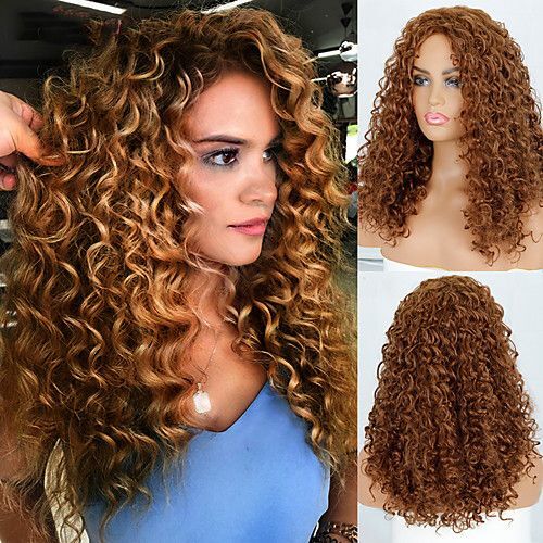 Long Big Curly Wigs For Women Synthetic Heat Safe Piece Dark Brown High-quality