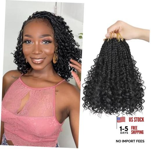 Goddess Box Braids Crochet Hair – 8 Inch Pre Looped Boho 8 Inch (Pack of 8) 1B