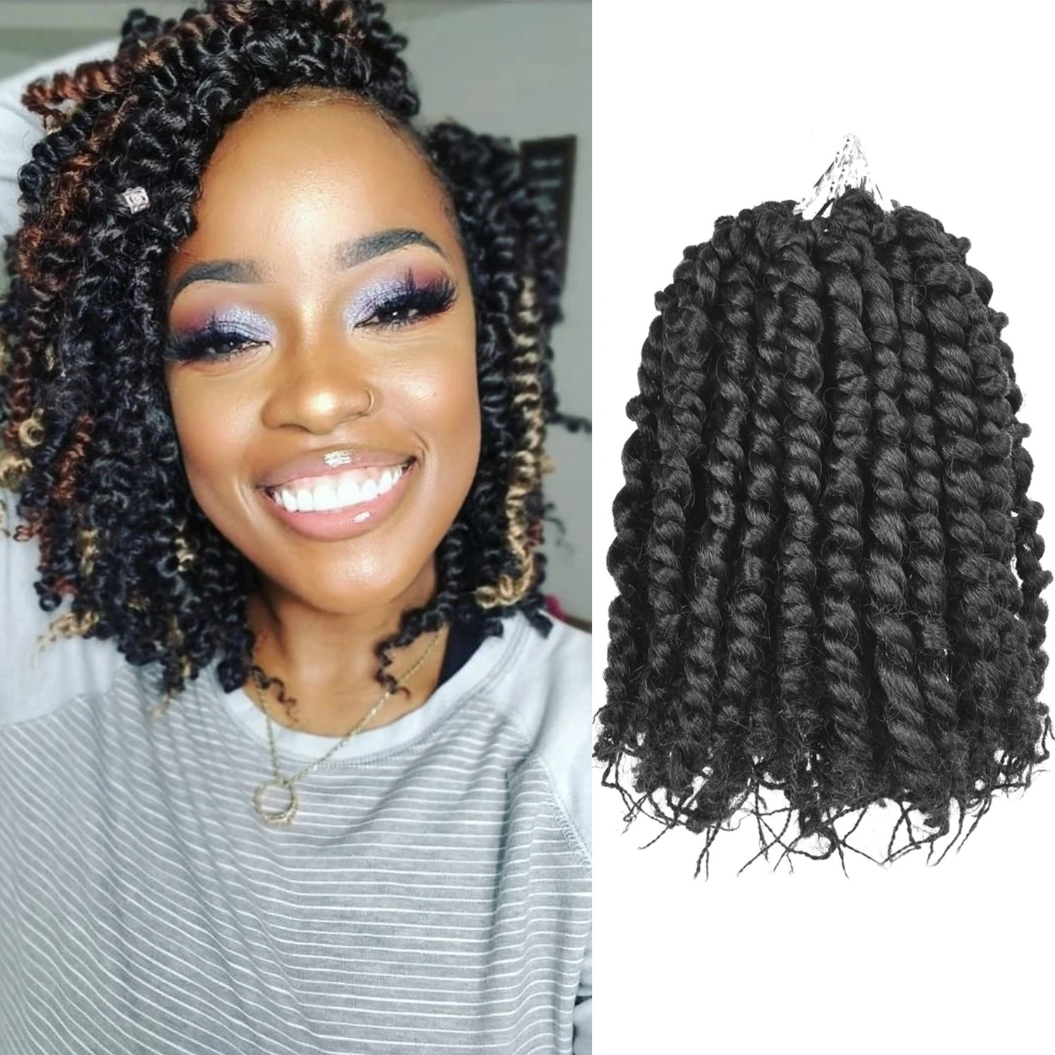 Pre-twisted Passion Twist Crochet Hair looped Synthetic Braiding Hair Extensions