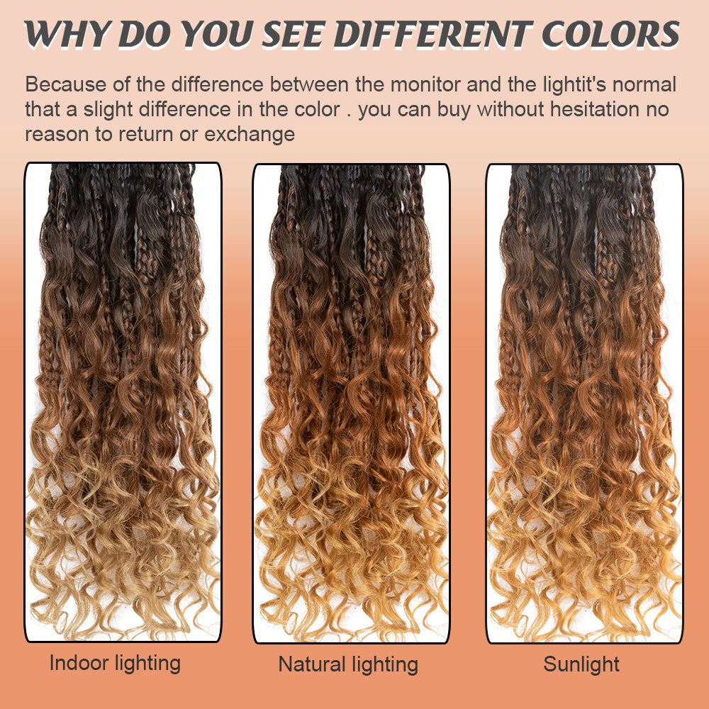 Goddess Bohemian Box Braids Boho Curly Crochet Hair Braiding Hair Extension US