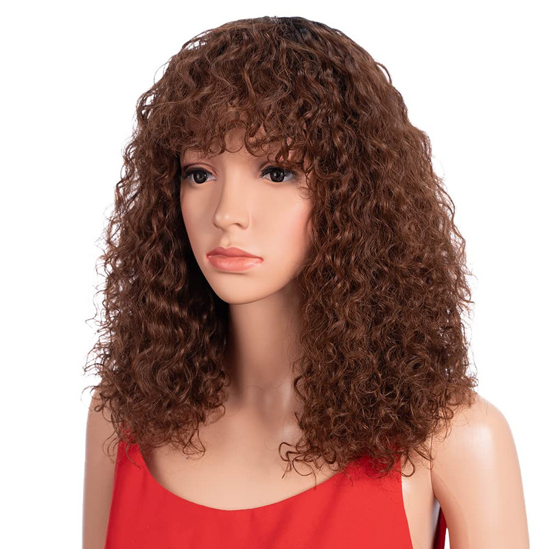 Spotlight Short Kinky Curly Wigs 14 Inch Bob Loose Wave Human Hair Wigs For