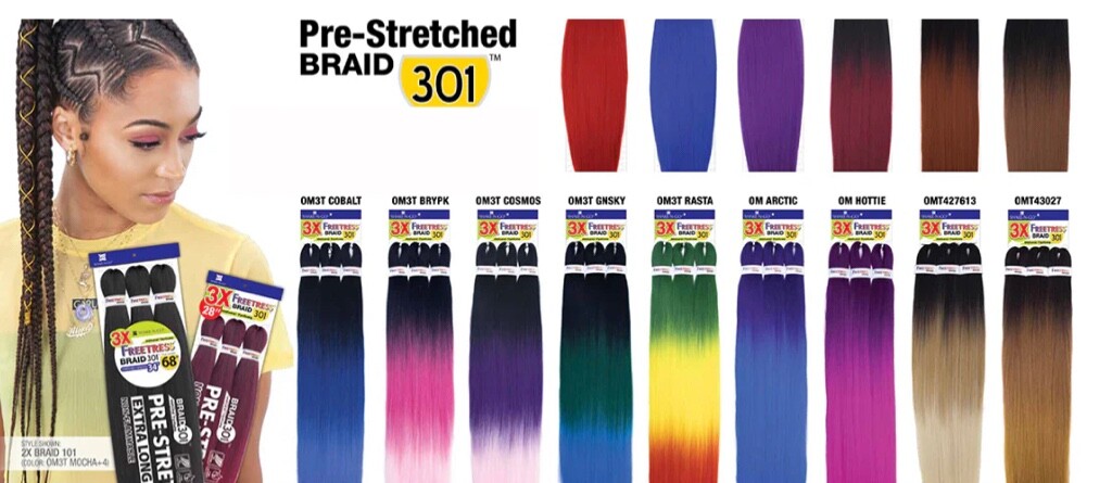 Freetress Braid 301 Pre-Stretched Super Long 90″ Braiding hair ALL COLORS