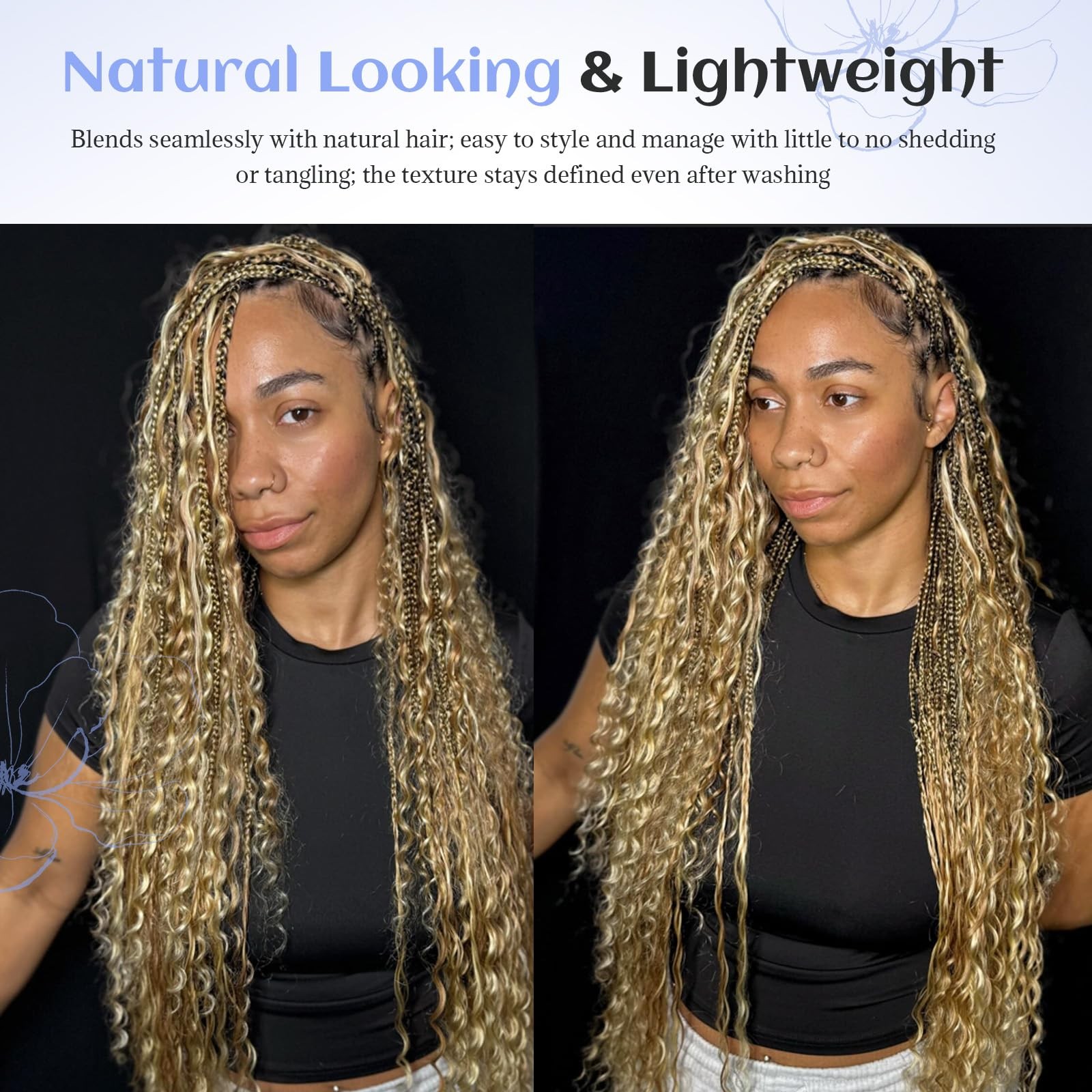 Long Curly Braiding Hair Highlights Deep Water Wave Bulk for Boho Braids #27/613