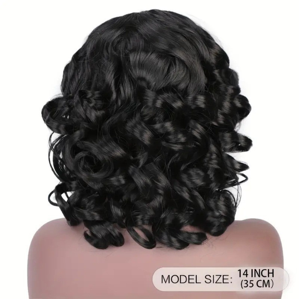 Multi-color Short Afro Kinky Curly Wig Synthetic Full Head Wig For African Women