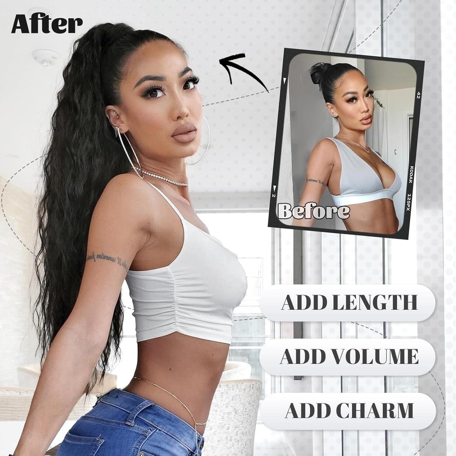 32″ Afro Kinky Curly Ponytail Hair Extensions Drawstring As Human Hair Pony tail