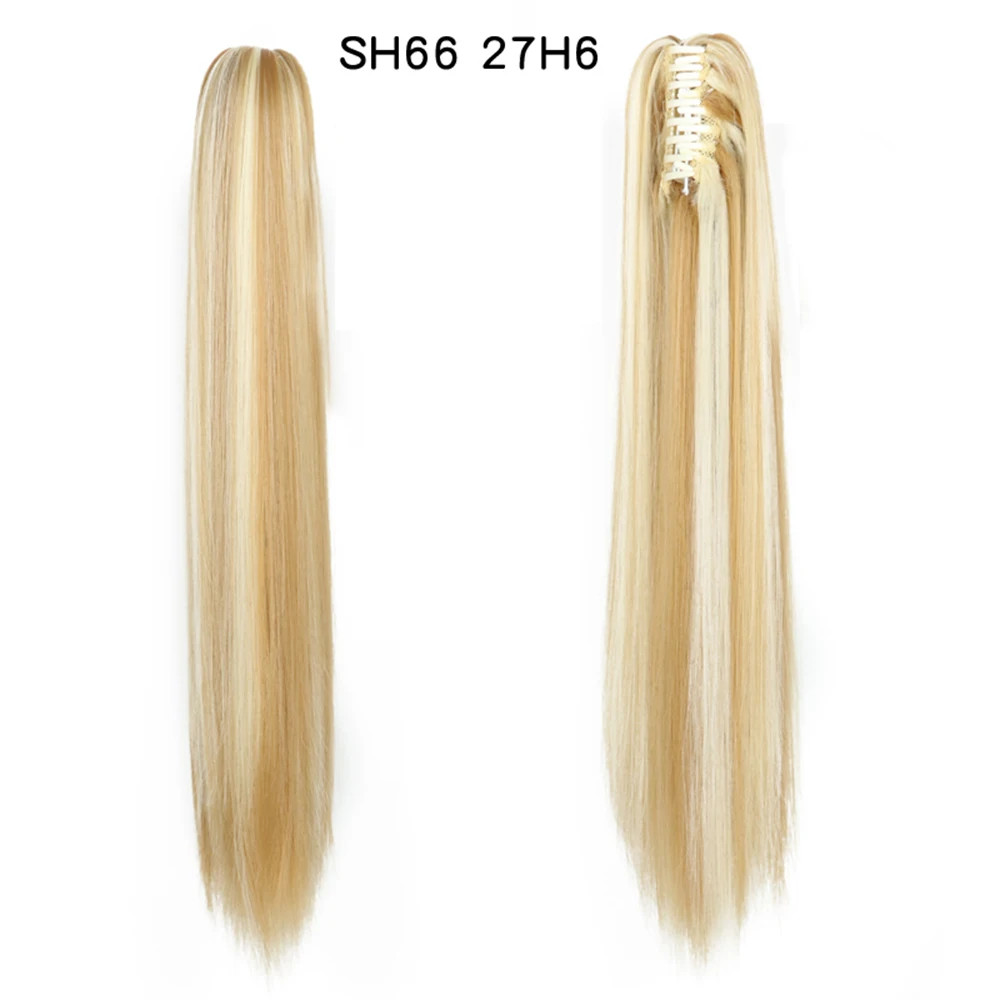 Women 24Inch Long Straight Synthetic Claw On Ponytail Hair Extensions Hairpiece