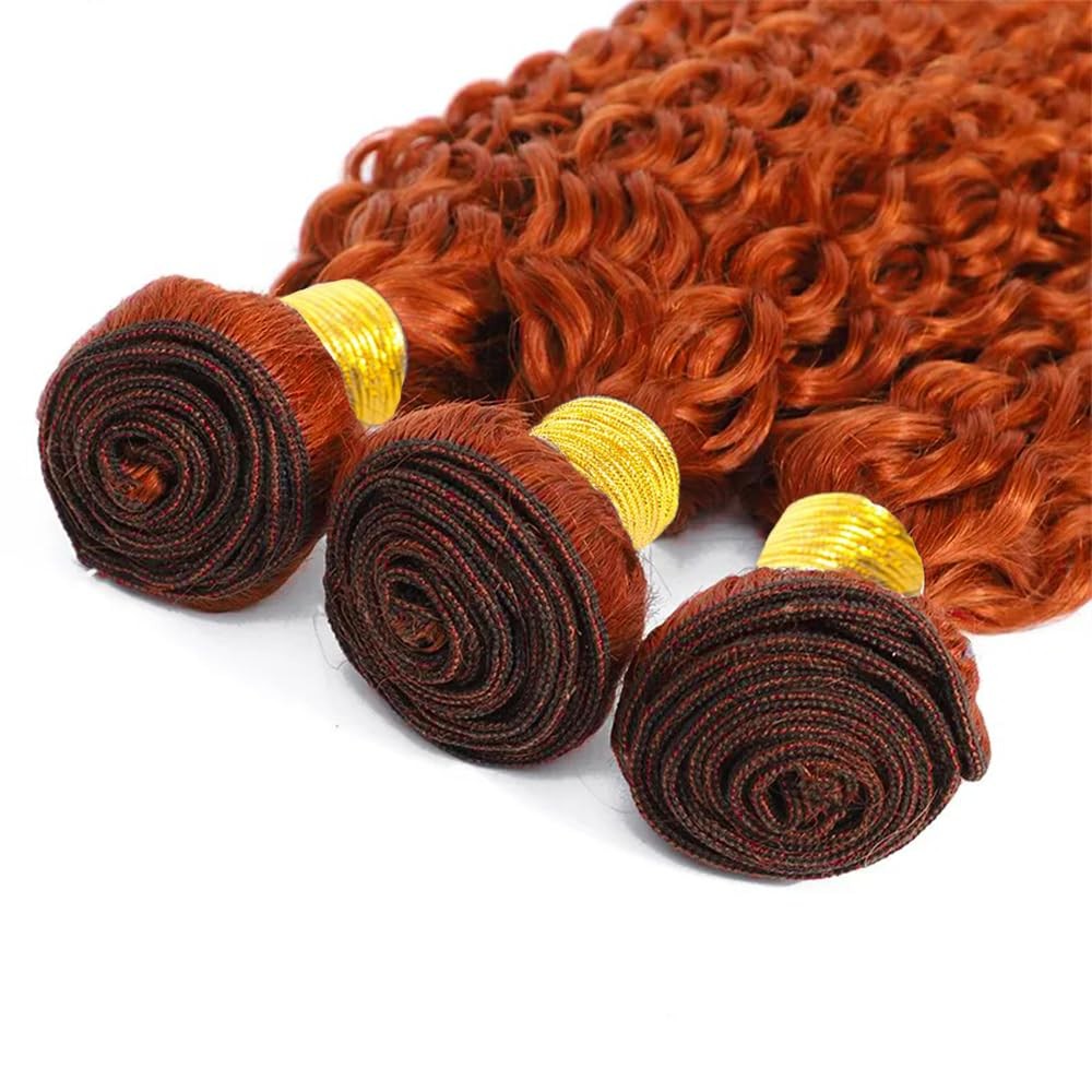 Fridnae 14 16 18 Inch Orange Bundle Color 350 Curly Wave Human Hair Bundles 8A
