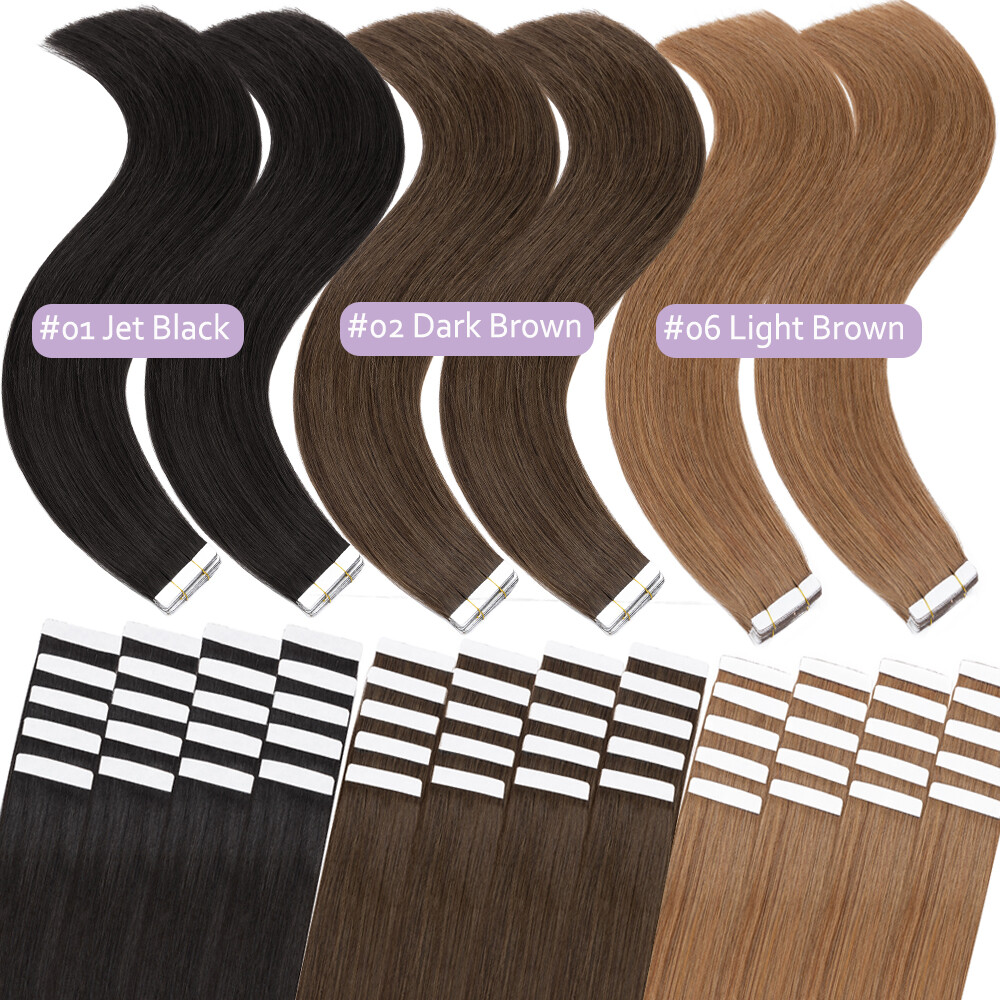 12-24″ Thick Remy Tape In Remy Human Hair Extensions Full Head Highlight 100g US
