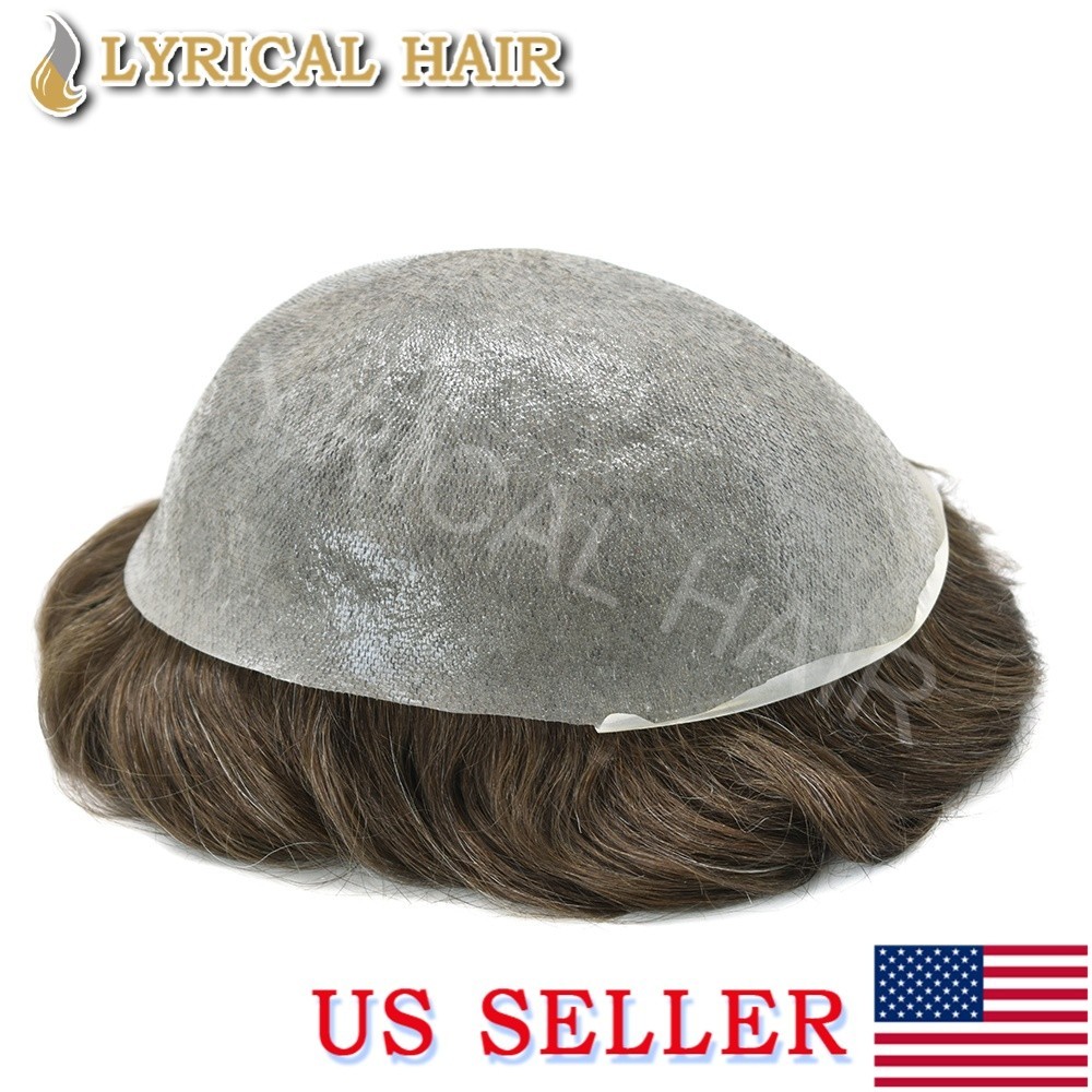 Ultra Thin Skin Mens Toupee All Colors Human Hair Piece Replacement System Wigs