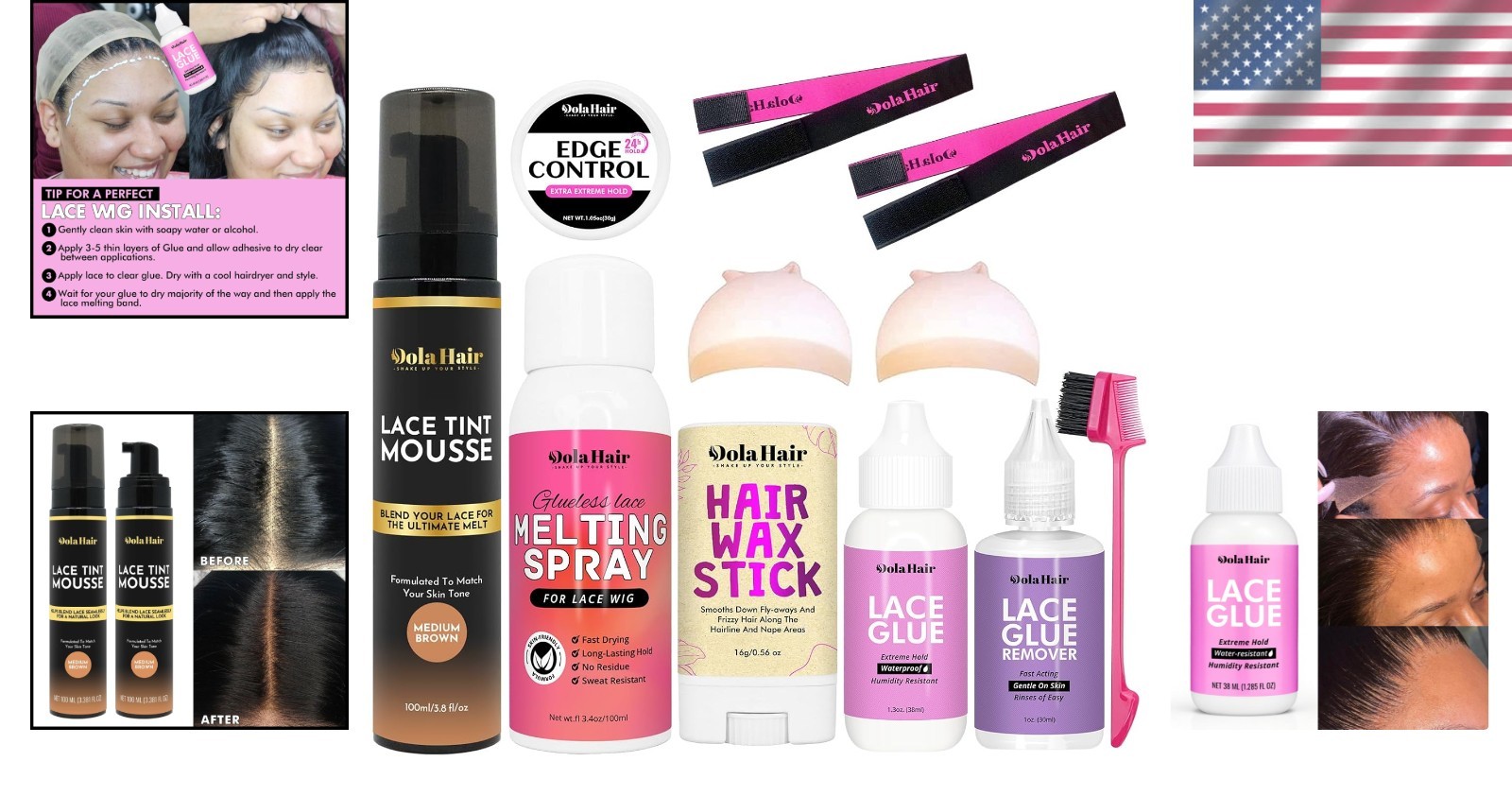 Medium Brown Lace Glue Kit for Seamless Wig Application