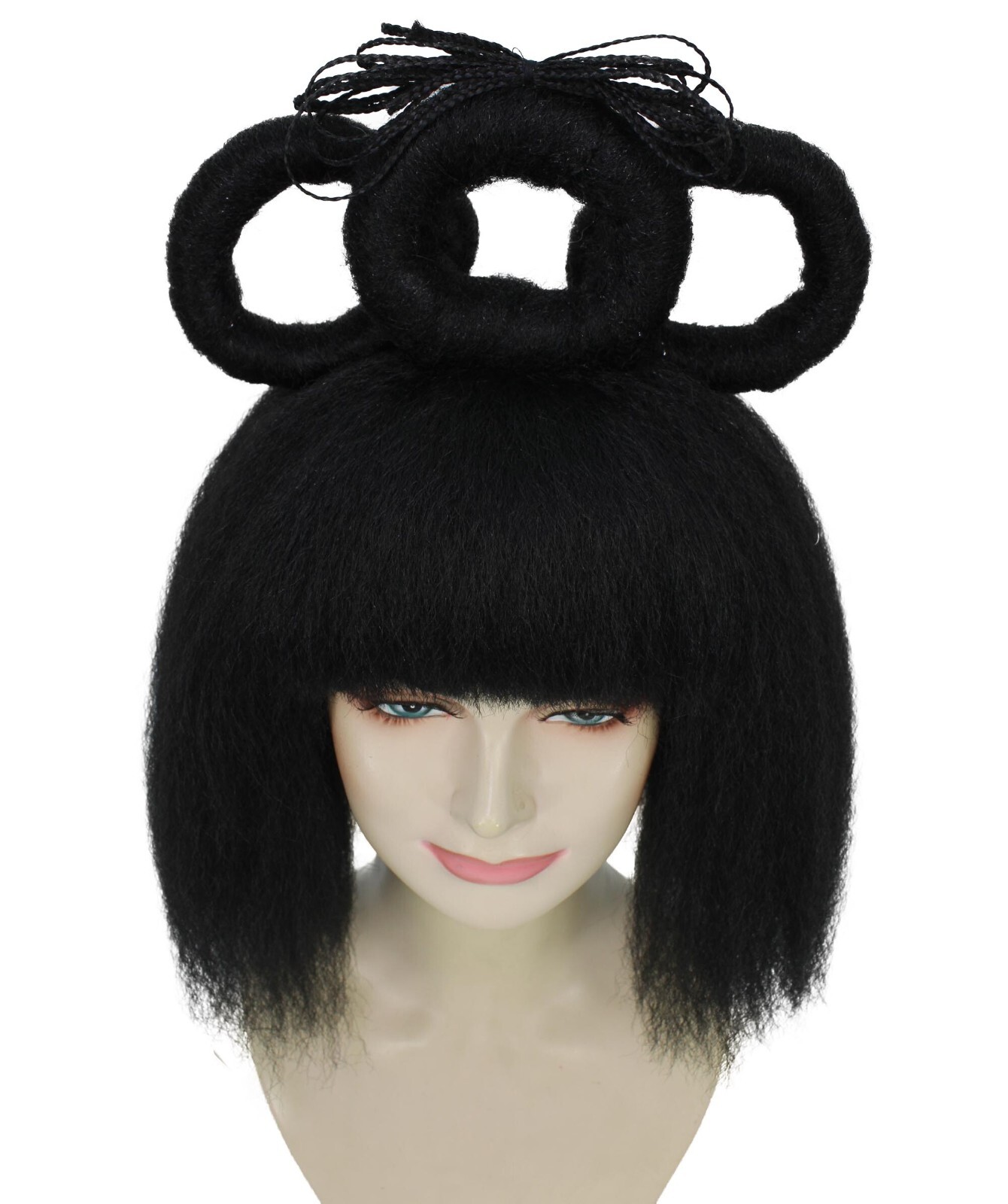 Adult Women’s Black Updo Geisha wig, Perfect For Halloween, Flame-retardant,
