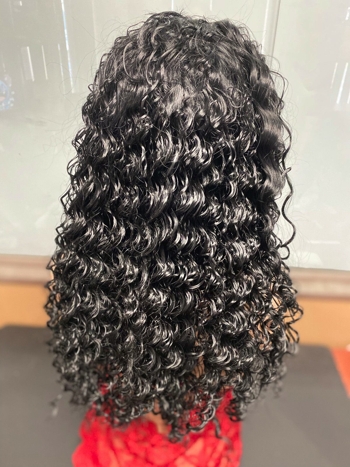 Women 23″ Long Natural Curly Wavy Ladies Synthetic Hair Wigs Brazilian Black Wig