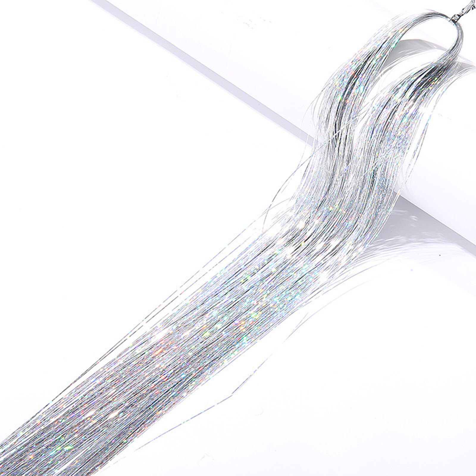 47 Inches Hair Extension Tinsel Kit with Tool 12 Mixed Colors 2400 Strands F7M6