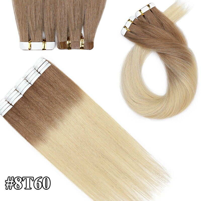 100g Tape In Human Hair Extensions FULL HEAD Skin Weft Real THICK 40pcs Ombre US