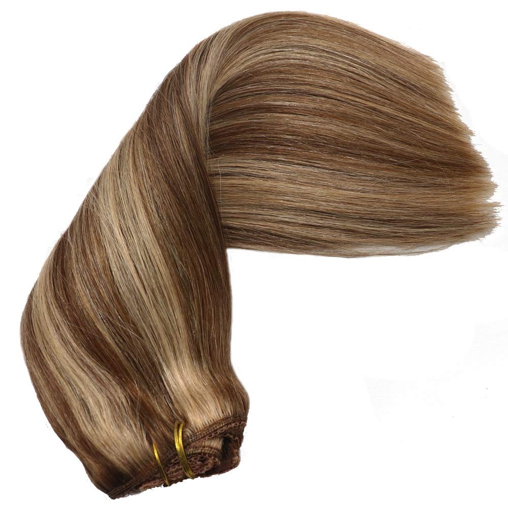 Eufficco Human Hair Lace Clip In Hair Extensions Thick Ends Highlights Piano