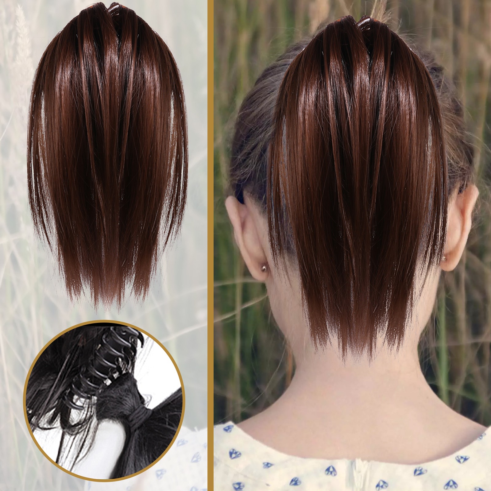 Women’s Girls Ponytail Wig Clip High Bun Wig 5 Min Quick Hairstyle Bun Hairpiece