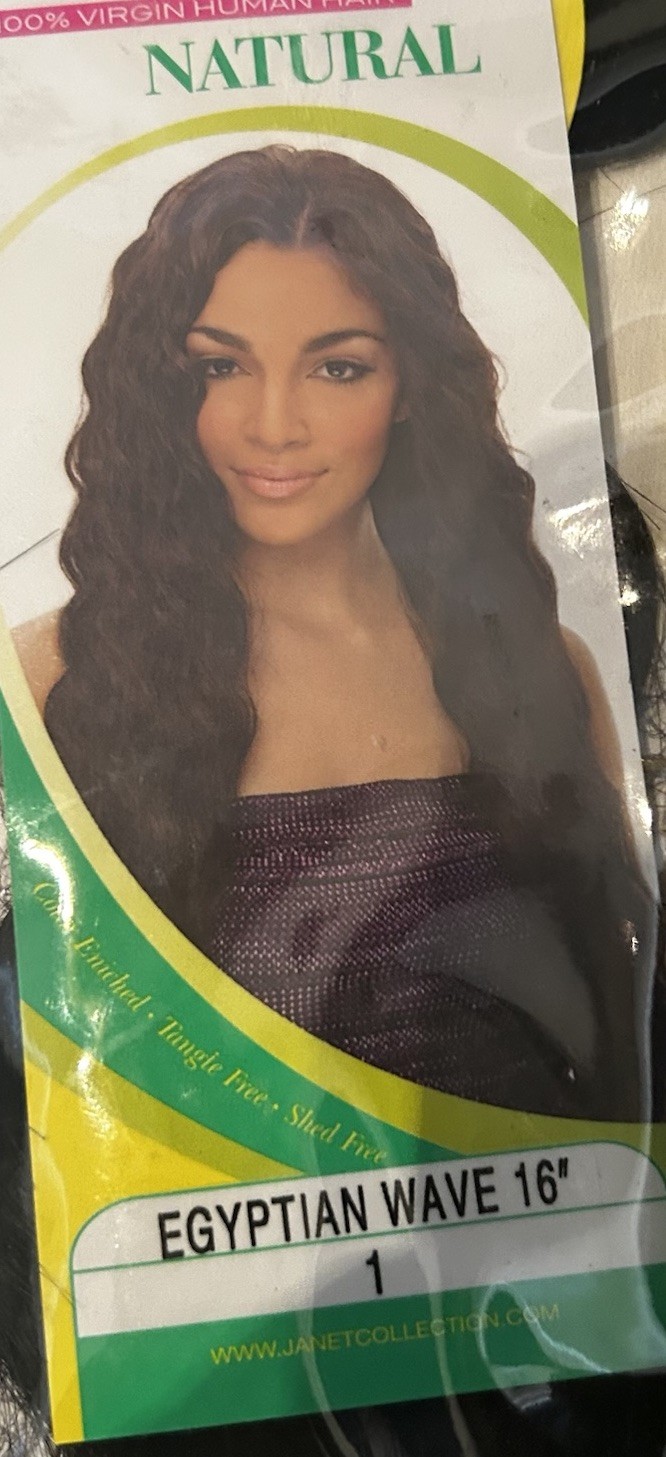 Janet Collection Enhanced Brazilian Remy hair Egyptian Wave 16’ Color 1