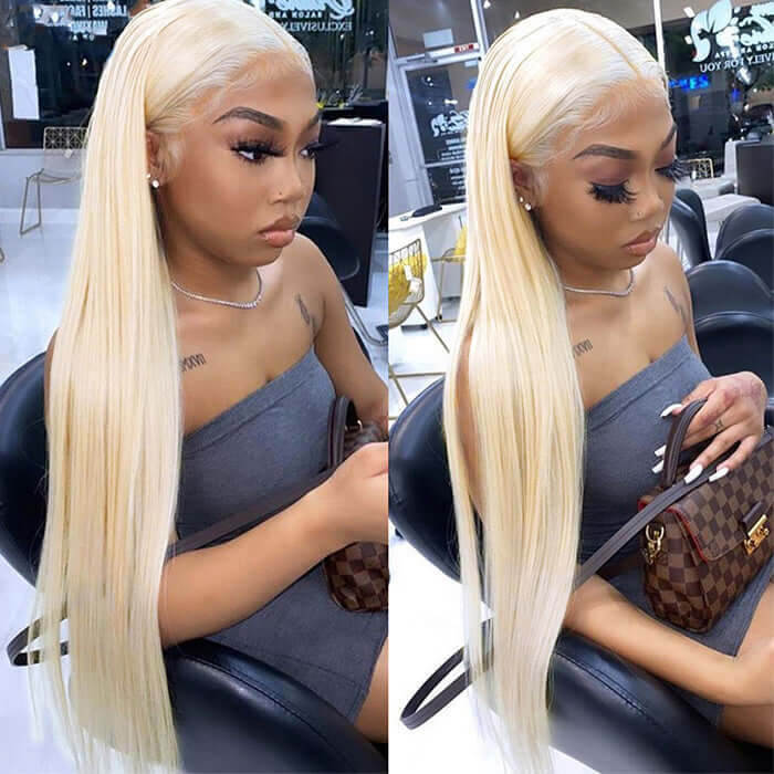 613 Blonde 13*4 HD Lace Wear Go Glueless Wig Pre-Cut Human Hair