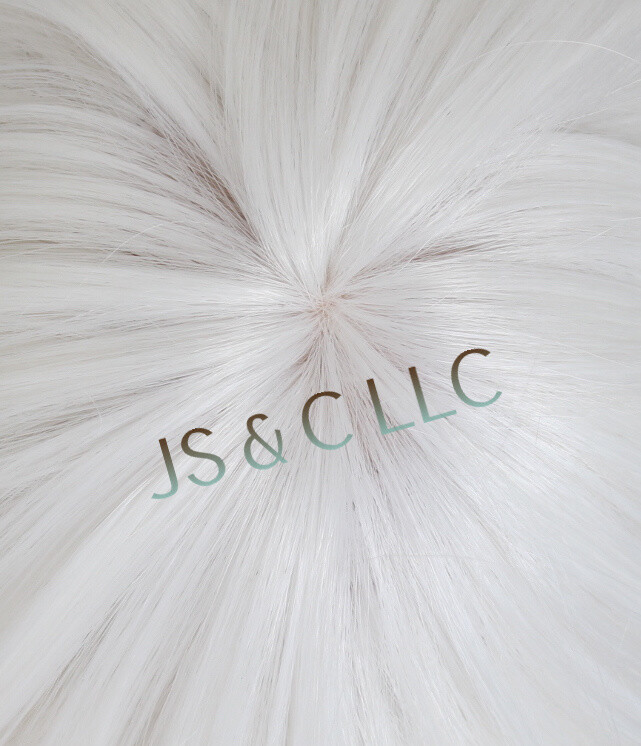 Human hair Blend Full Wig White LOng slightly Wavy Layers Bangs Heat OK WBKT