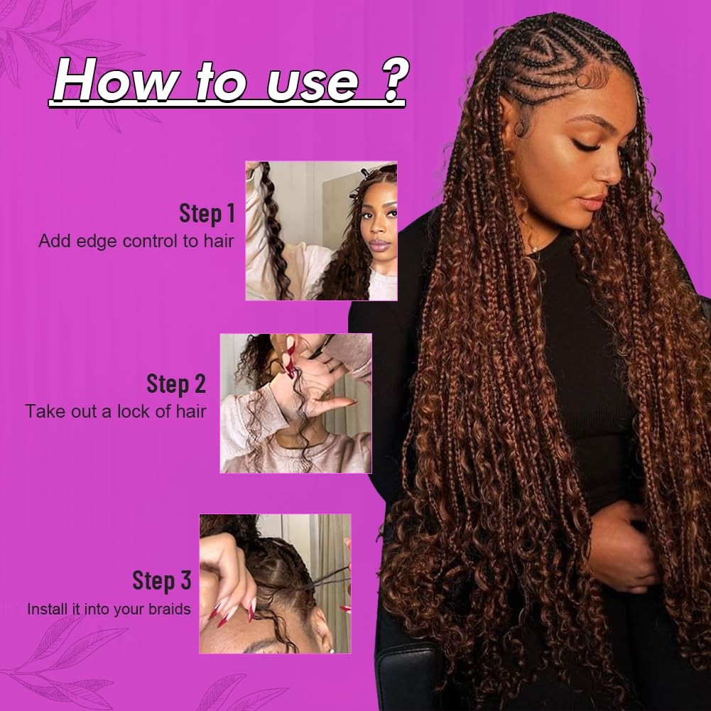 100% Human Boho Braiding Hair Deep Wave Bulk No Weft 18″ #4 Brown 3 Bundles