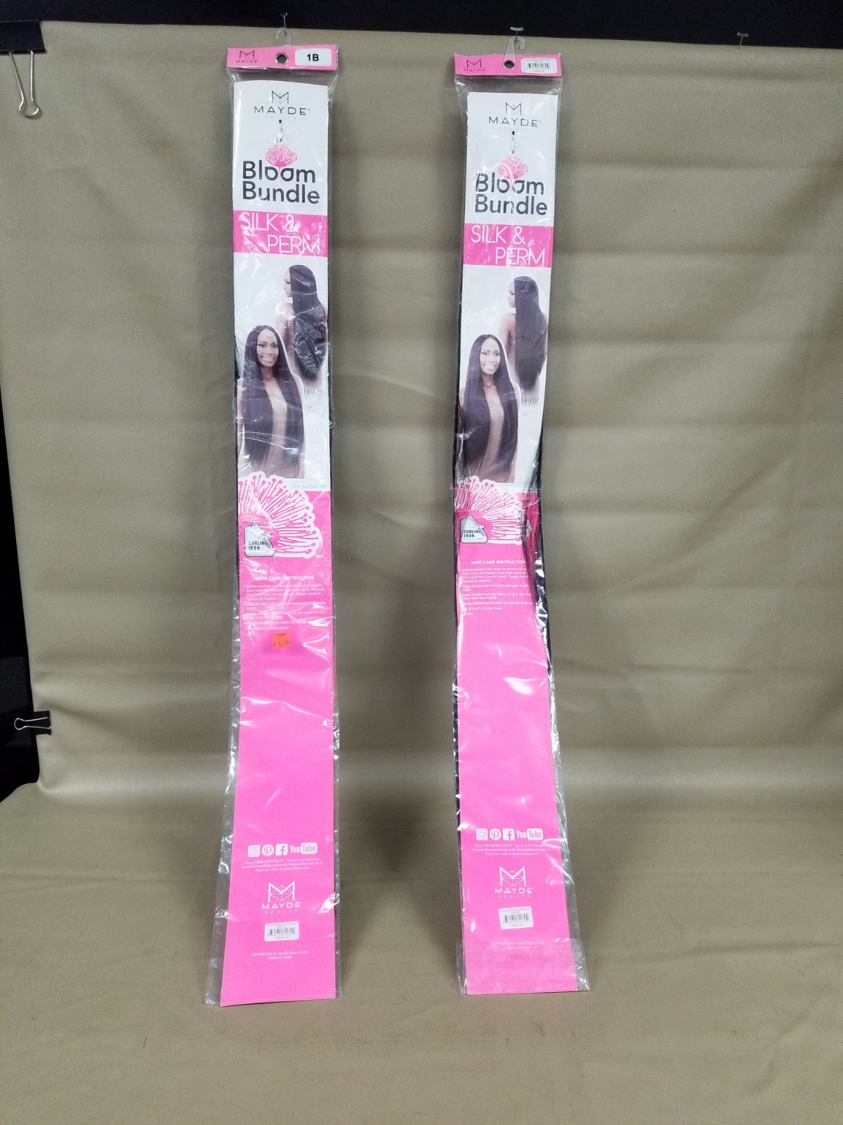 NEW! Mayde Beauty 36″ lron Curing Iron Safe Bloom Bundle Hair Extension Set of 2