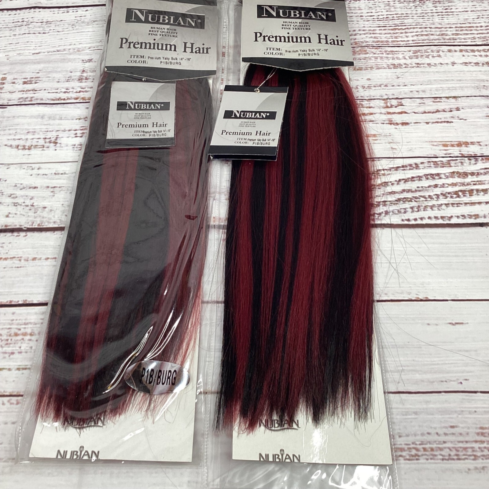 2 Packs Nubian P1B/Burgundy Yaki Straight Bulk 14”-16” Micro Braiding Hair