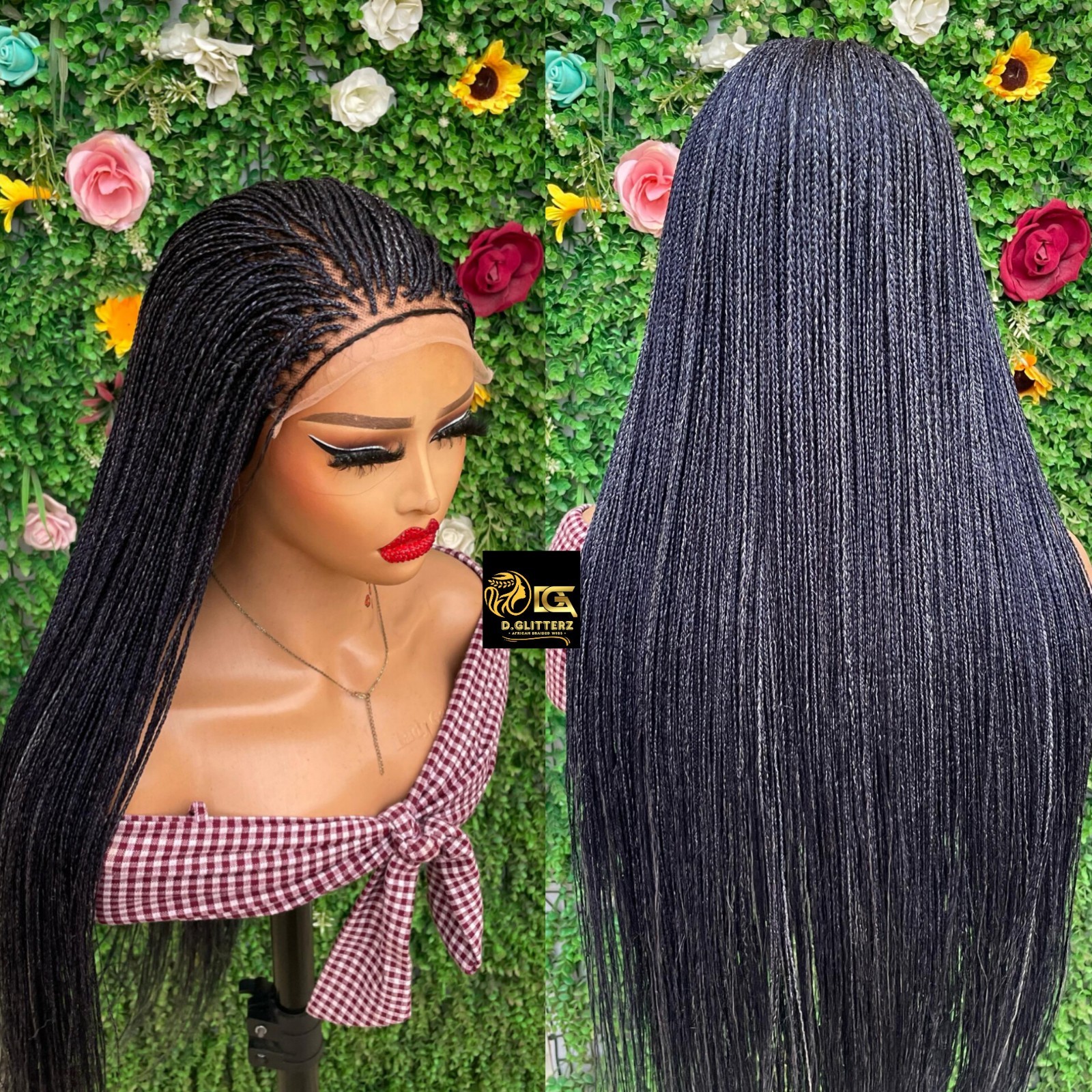 MICRO BOX BRAIDS BRAIDED WIG ON 7*7 LACE CLOSURE 35″