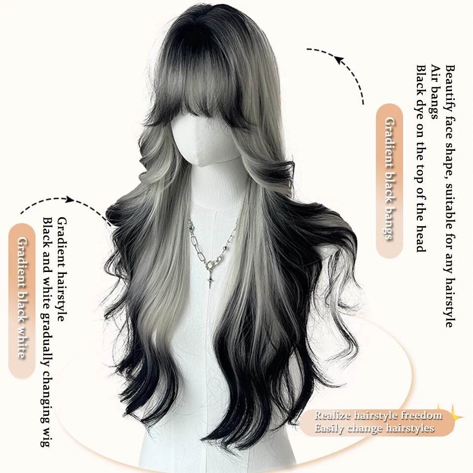 Synthetic Wig with Bangs Cosplay Party Halloween Wig for Women Girls