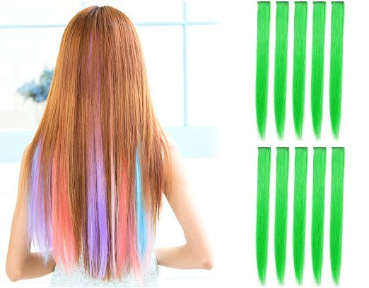 10 PCS 22″ Straight Colored Party Highlight Clip on in Hair Extensions New York
