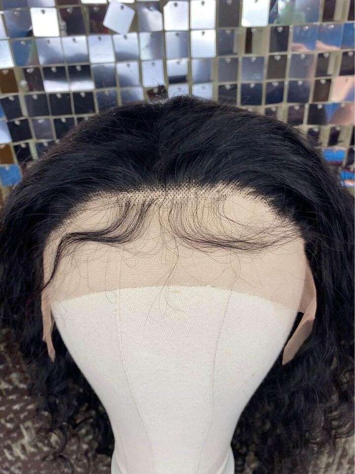 Human Hair Wig 28 inch Natural Black Deep Wave 13×4 Lace Front New
