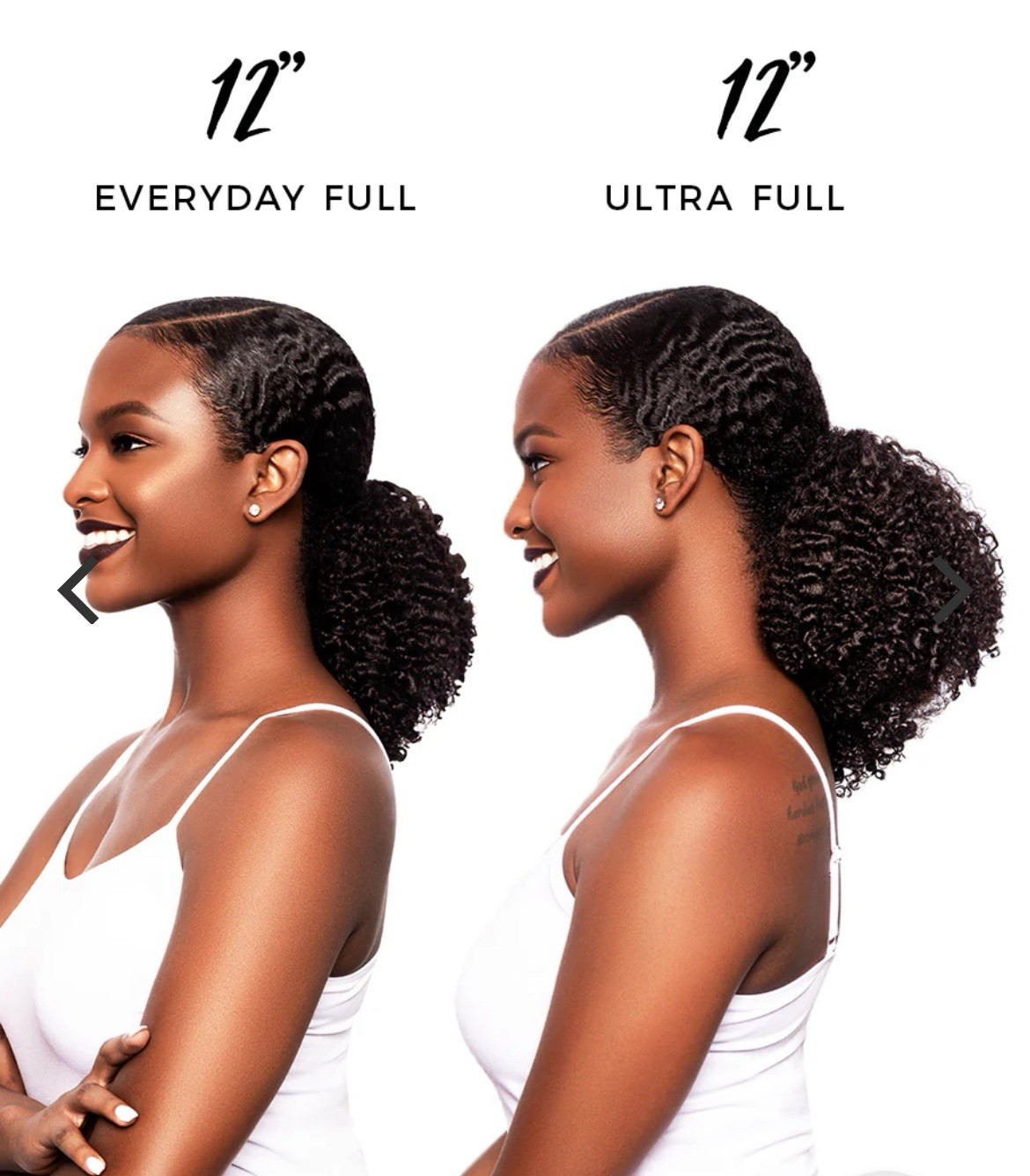 For Kurls HFH 12” Human Hair Afro Kinky Curly Ponytail, Drawstring w/ Clips