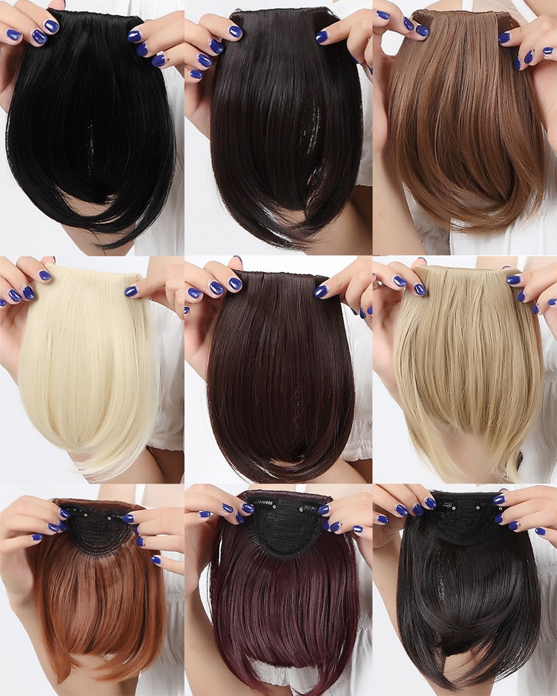 100% Natural Thin Bangs Fringe Clip in Hair Extensions As Human Front Bang Blond